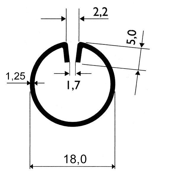 Profils ø18mm d'encadrement en acier pour tôles jusqu'à 2mm